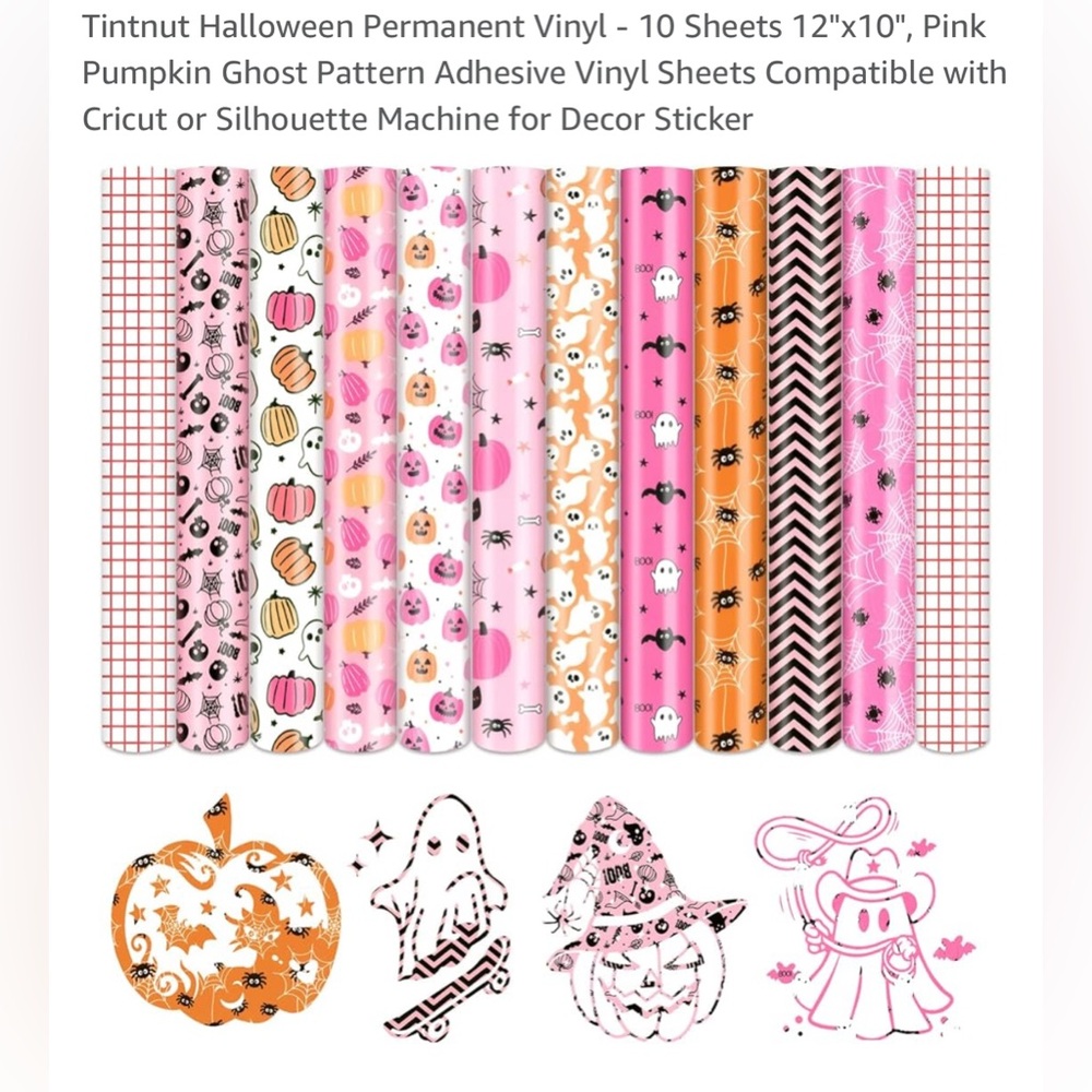 Halloween Permanent Vinyl Sheets - Pink and Orange